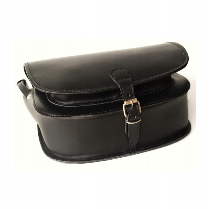 Lovecká kabelka z juchtové kůže, černá, kabelka přes rameno, polský výrobek