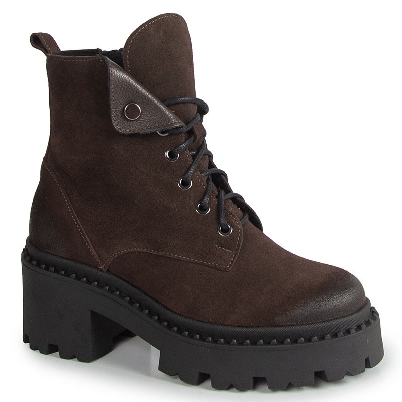 Lemar 60554 Hnědé Kotníkové Kotníkové Boty Z Semišové Kože 39