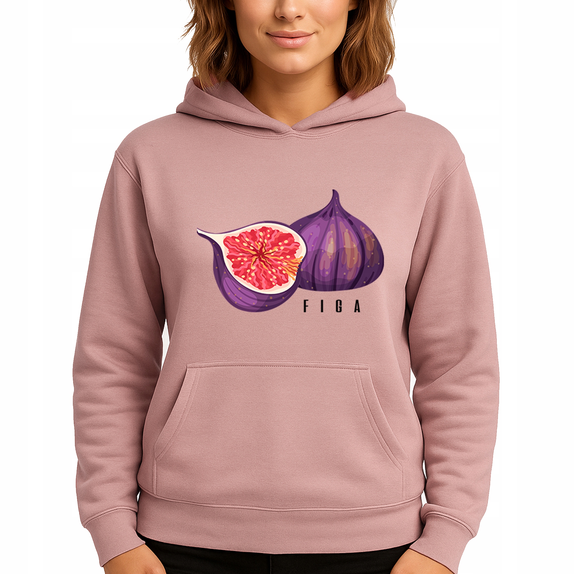 Mikina Růžová Hoodie S Kapucí Dárek Pro Ni Ovoce Figa Vel S