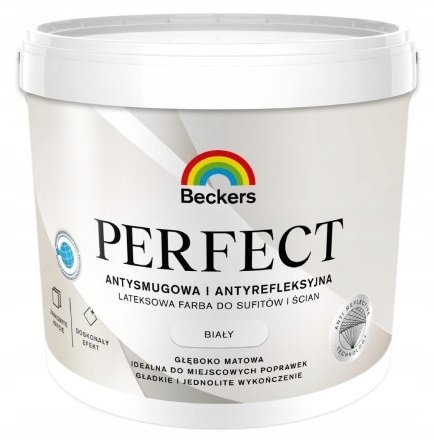 Beckers Farba Perfect White Farba Antyrefleksyjna Sufit Ściany Biała 4.5L