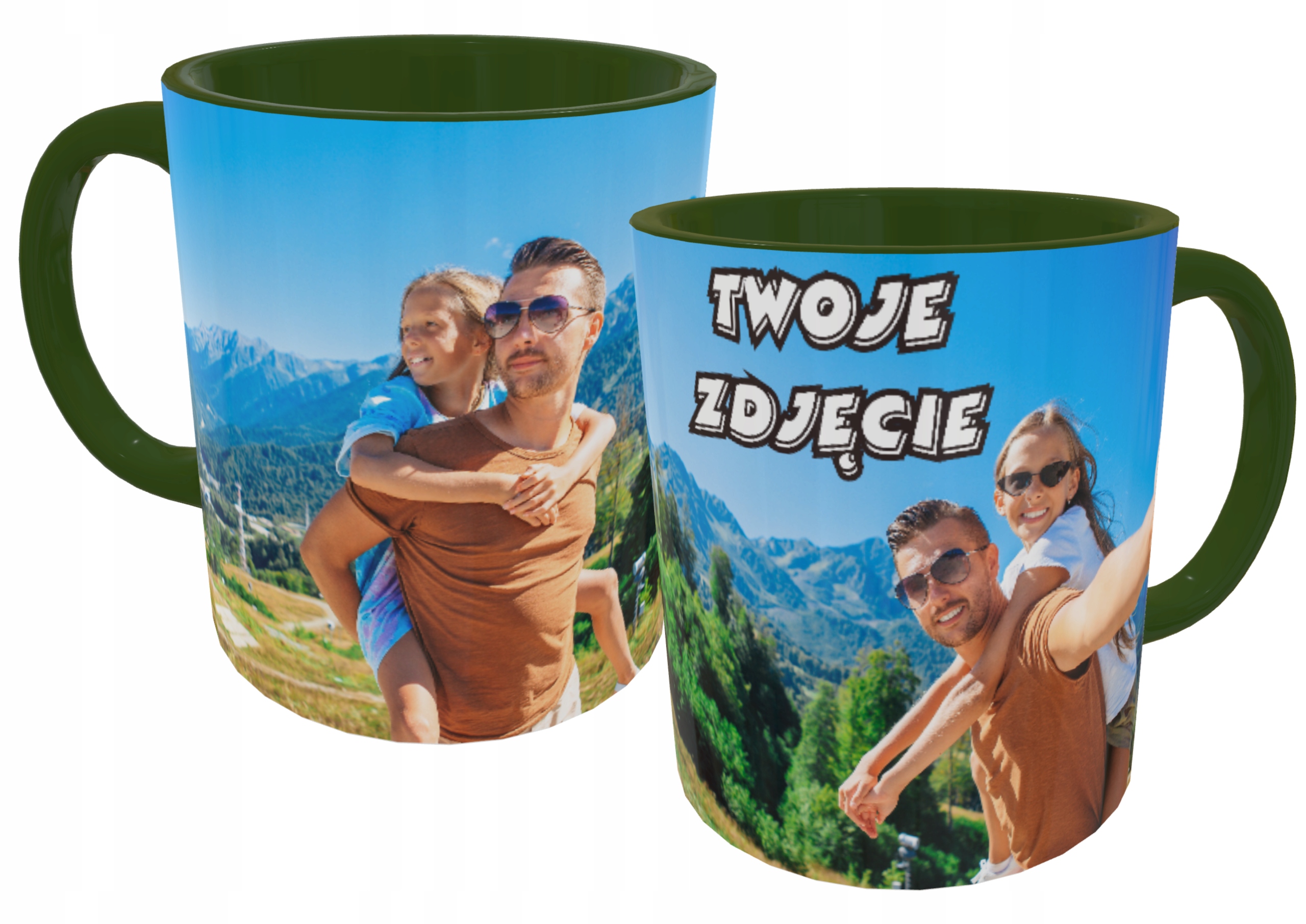 

Foto Kubek Zielony Ze Zdjęciem Własny Nadruk