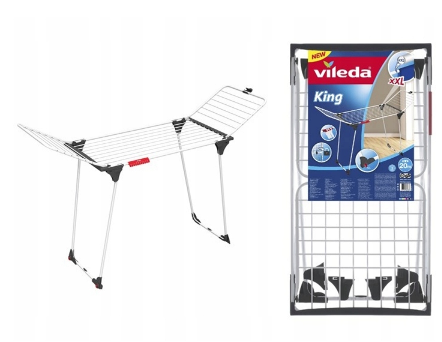 Sušák na prádlo Vileda King volně stojící, rozkládací, 174 cm, 20 kg