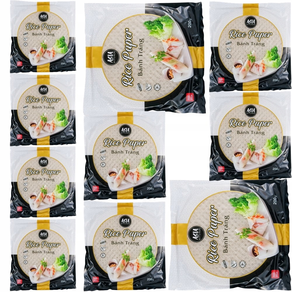 Levně 10x Vietnamský přírodní Kulatý rýžový papír na jarní závitky Rolls 22 cm 200 g