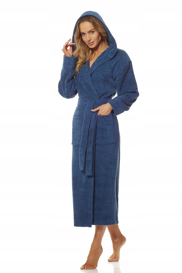L&L Dámský Dlouhý Župan Bavlna Tmavě Modrý 2102 L/40