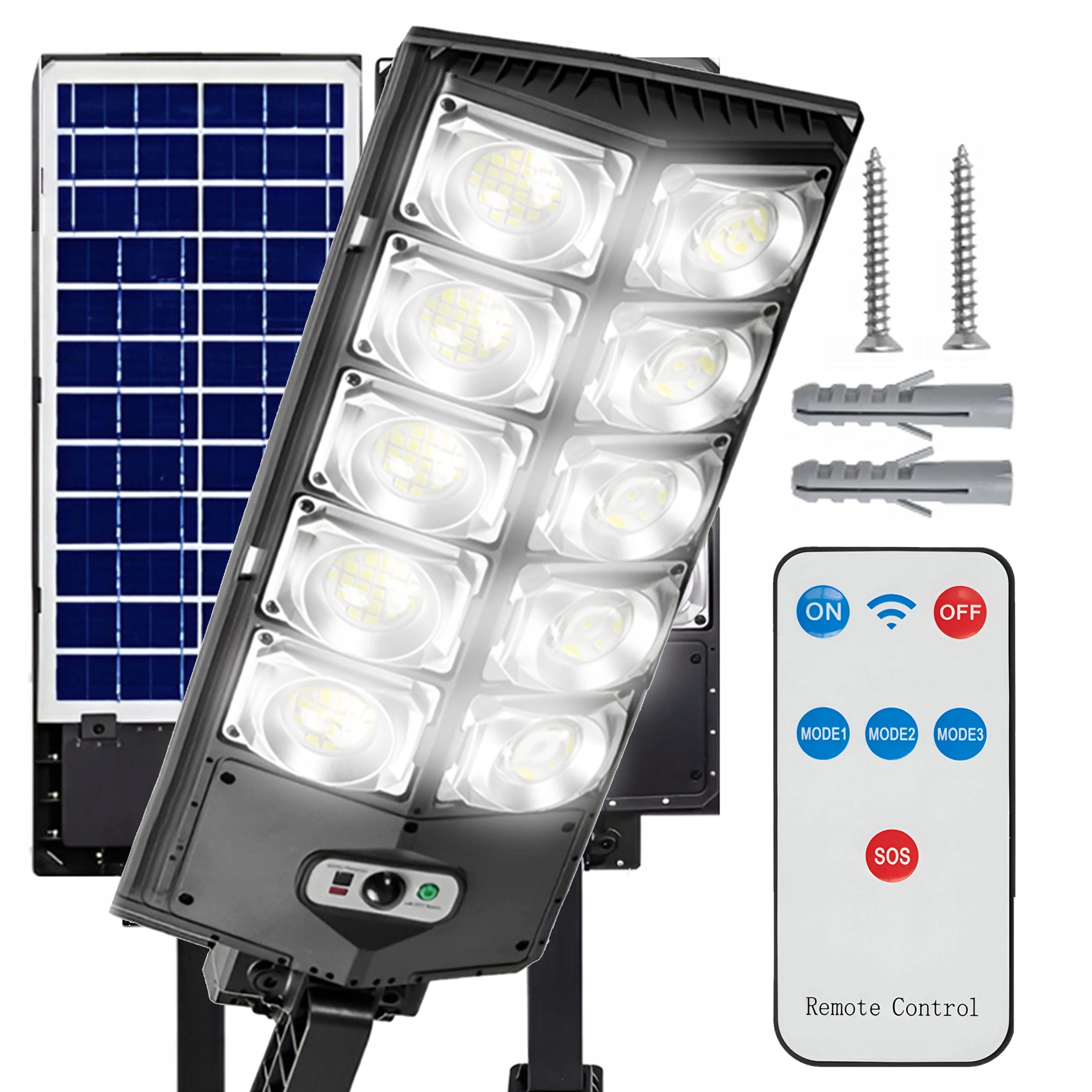 Mocna Lampa Uliczna Solarna 1000W Lampa Z Czujnikiem Ruchu I Zmierzchu Pi