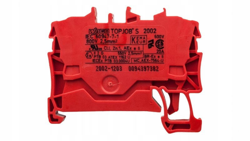 Złączka szynowa 2-przewodowa 2,5mm2 czerwona