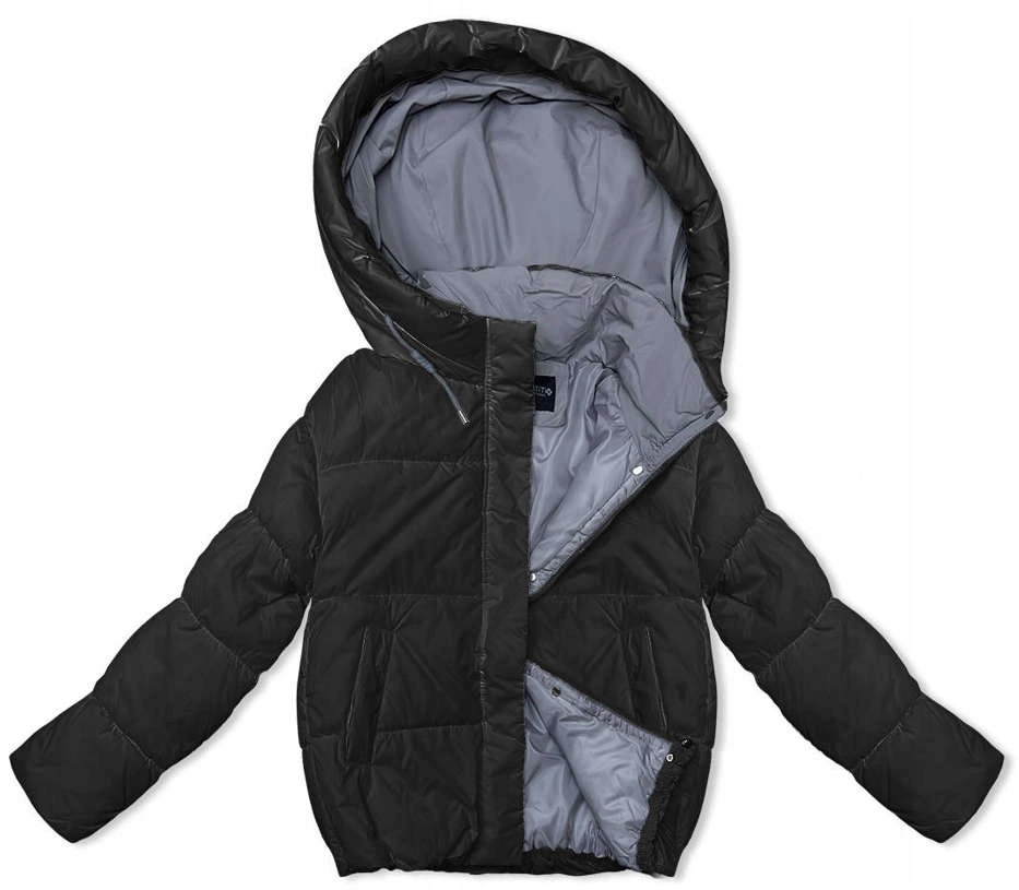 Volná Bunda S Kapucí 3096 Černá XXL (44)