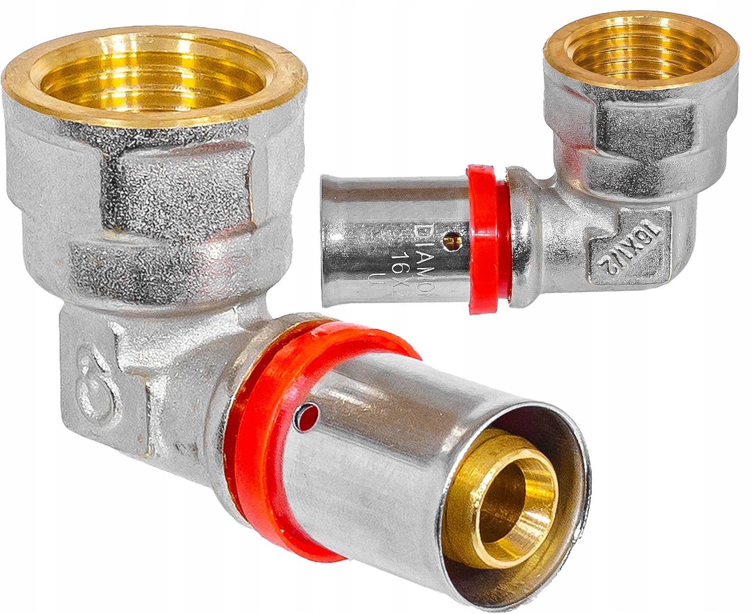 KOLANO MUFOWE ZAPRASOWYWANE PEX ALUPEX FI 16x1/2 GW MOCNY MOSIĄDZ DIAMOND