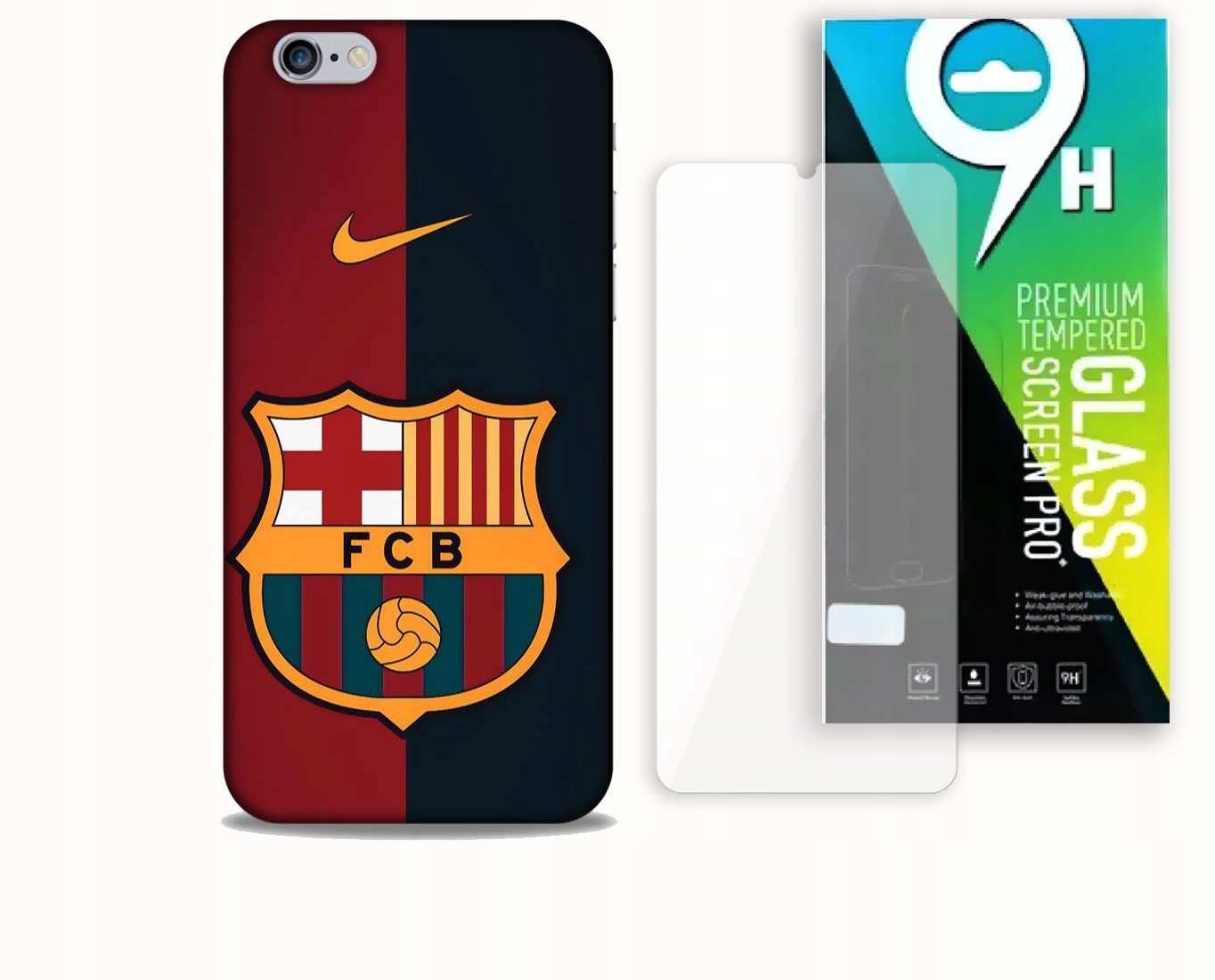 ETUI CASE DO APPLE IPHONE 6 / 6S + SZKŁO HARTOWANE- FC BARCELONA KLUBY