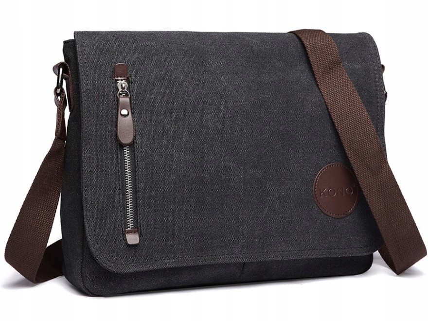 Torba do Pracy Męska Płócienna Grafit Kono Karston