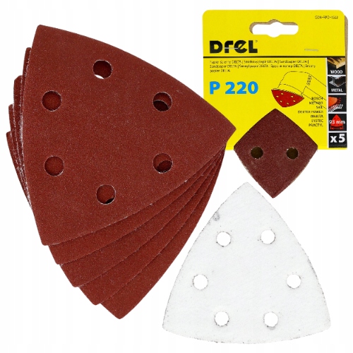 Papier Ścierny Delta Rzep 93x93mm P220 Zestaw 5 szt na Żelasko do Drewna