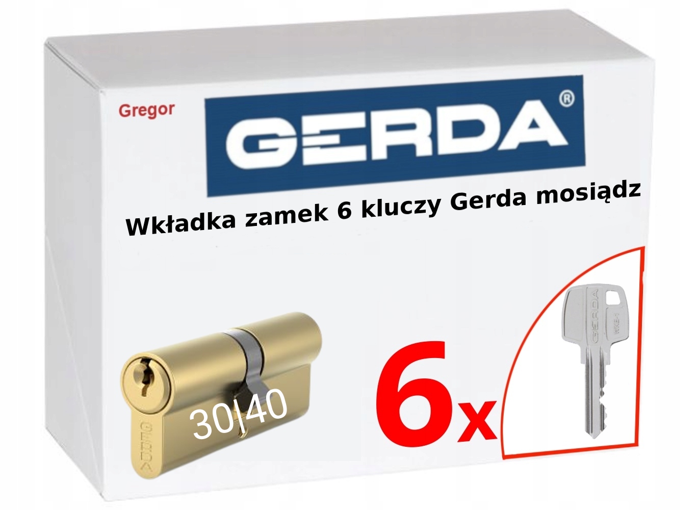 

Wkładka zamek 30/40 6 kluczy Gerda WKE1 mosiądz