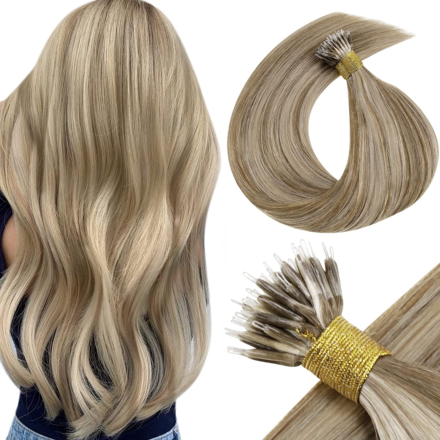 LAAVOO 45 CM PASMA DOCZEPY 50G NATURALNE RINGI FALOWANE