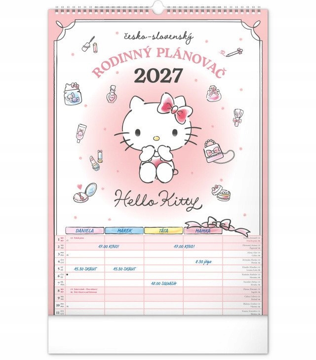 Kalendarz 2027 Rodzinny, Planer Hello Kitty X...