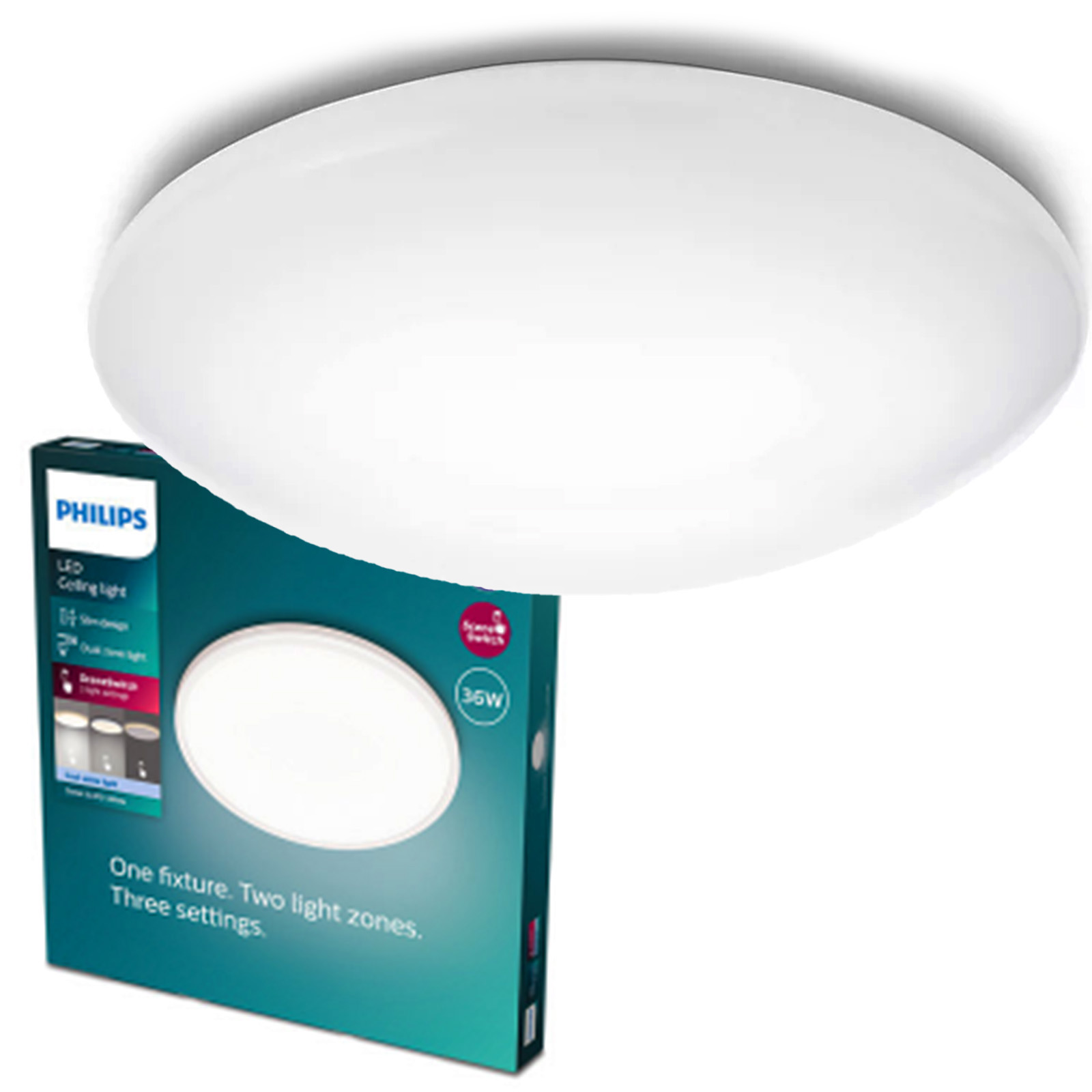 Plafon Led Lampa Sufitowa Natynkowa Suede 24W 4000K 38cm Biały Philips