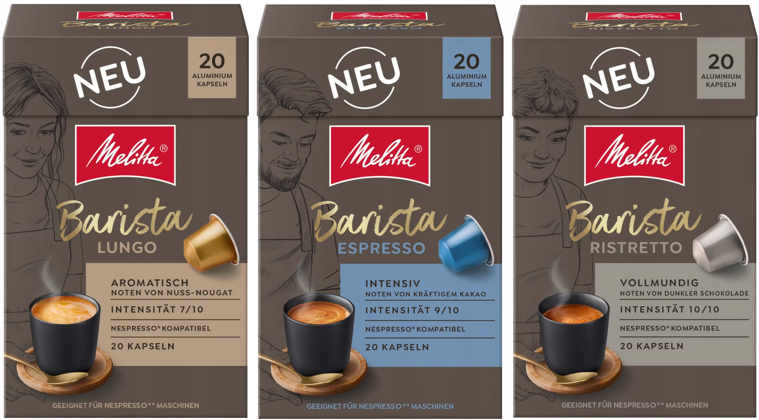 Levně Nespresso kapsle Melitta Espresso Lungo Set 3 x 20 kusů