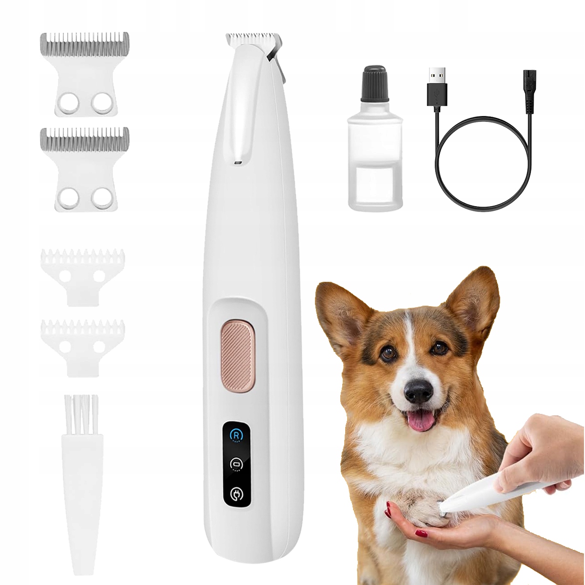 Levně Tichý zastřihovač pro psa a kočku – Led, voděodolný, pro tlapky a srst