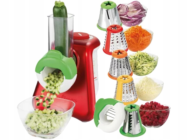 MOULINEX DJ756G Fresh Express Plus Krajalnica Do Warzyw 200W Czerwono-Biała — miniatura 9