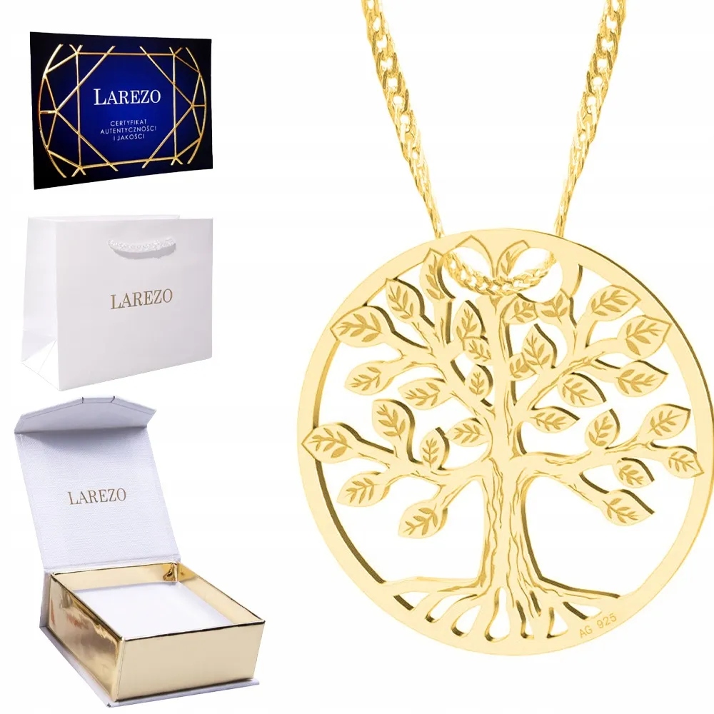 Zlatý náhrdelník Ažurové stromy života Strom štěstí strom Stříbro 925