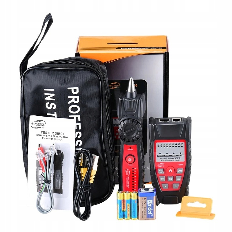 TESTER KABLI SIECIOWYCH Z SONDĄ SZUKACZ PAR PRZEWODÓW SIECI RJ45 RJ11 +ETUI Marka Benetech