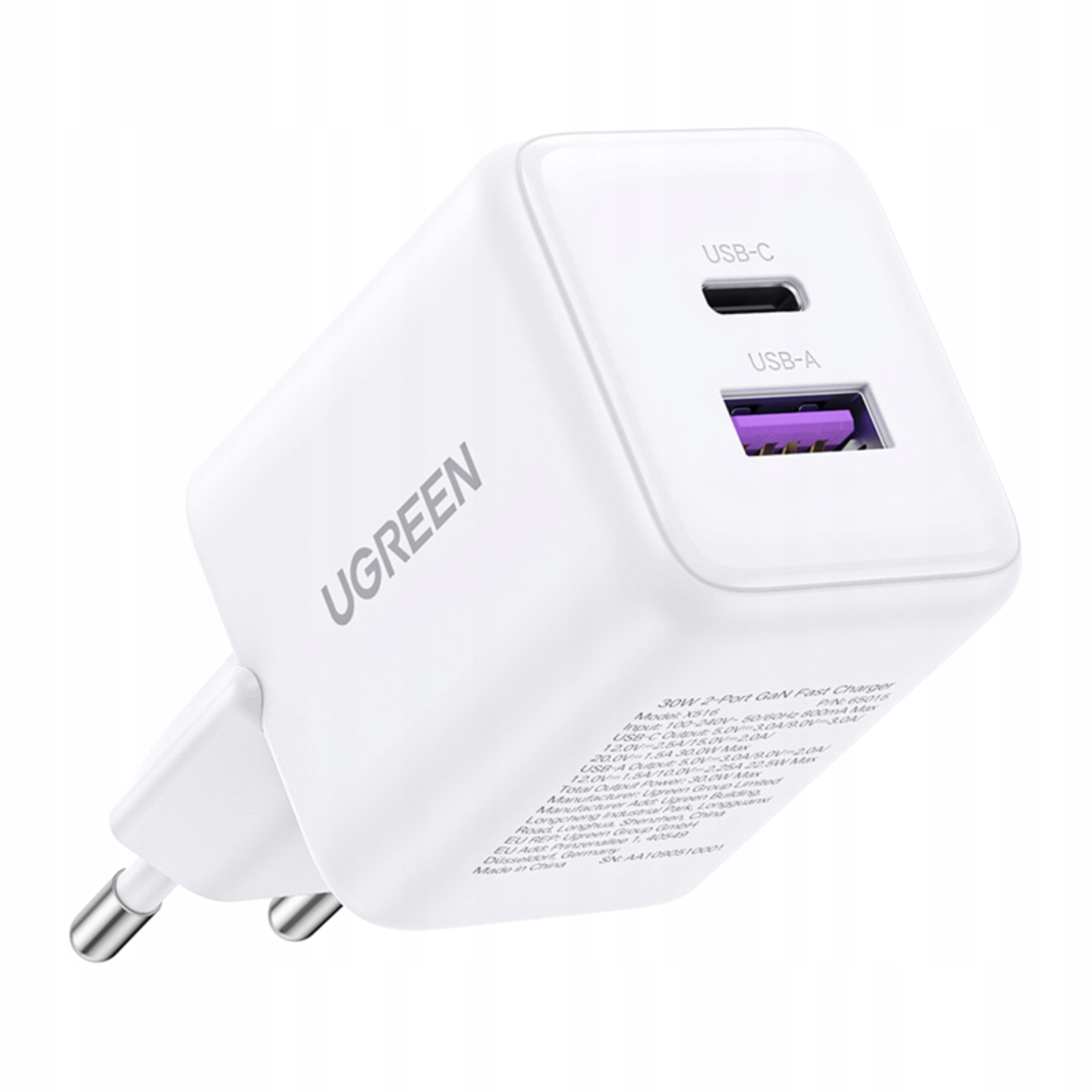 Ładowarka Sieciowa Szybkie Ładowanie Gan 30W Usb Usb-c PD3.0 QC4.0 Ugreen