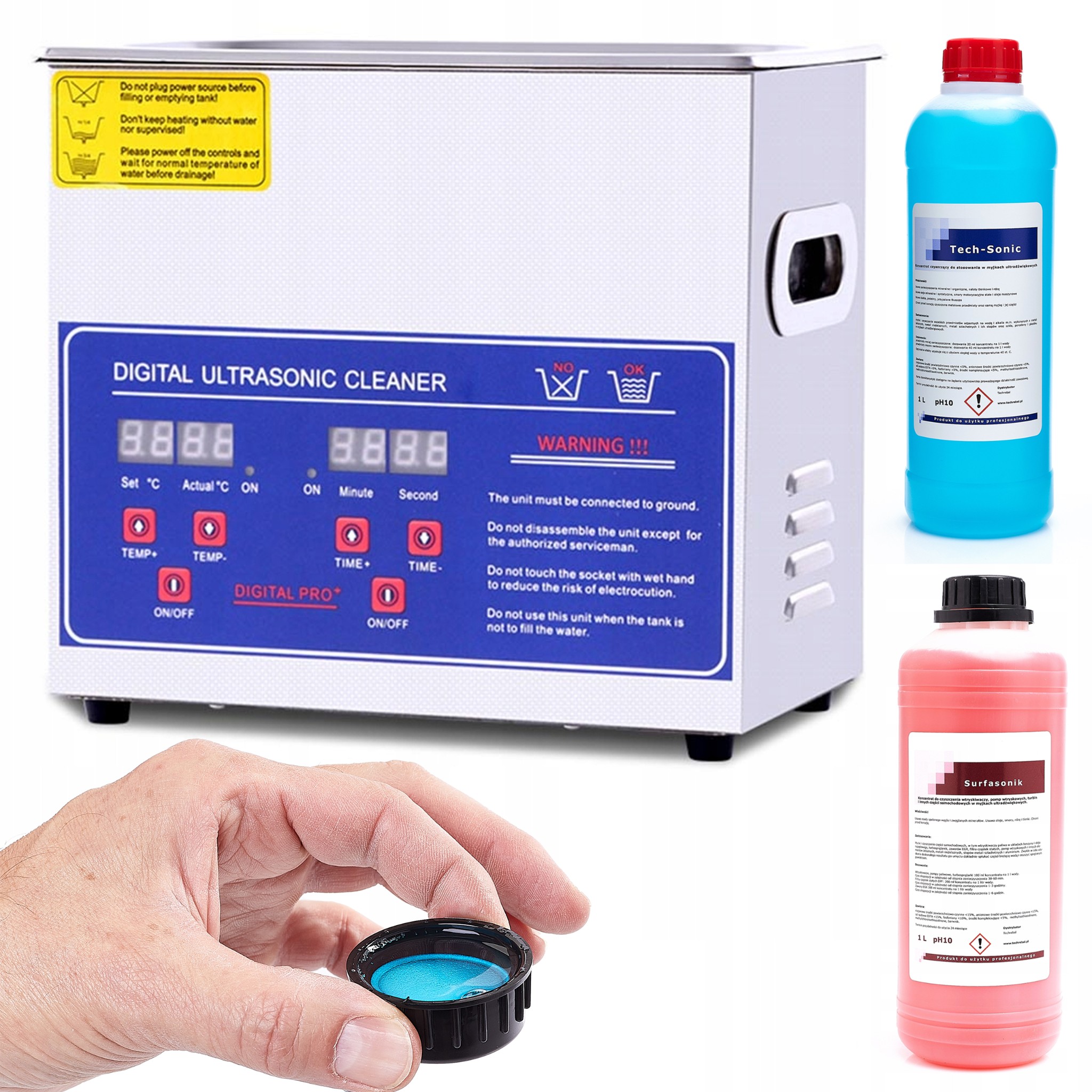 Ultrazvuková Umývačka PS-20A LCD Vaňa 3,2 L Pre Šperky Sada Koncentrátov