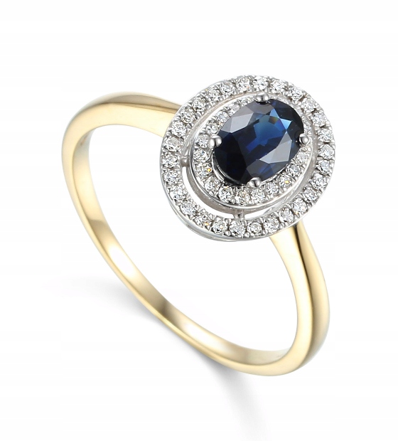 

Złoty 585 Pierścionek Szafir 0,82CT I Diamenty