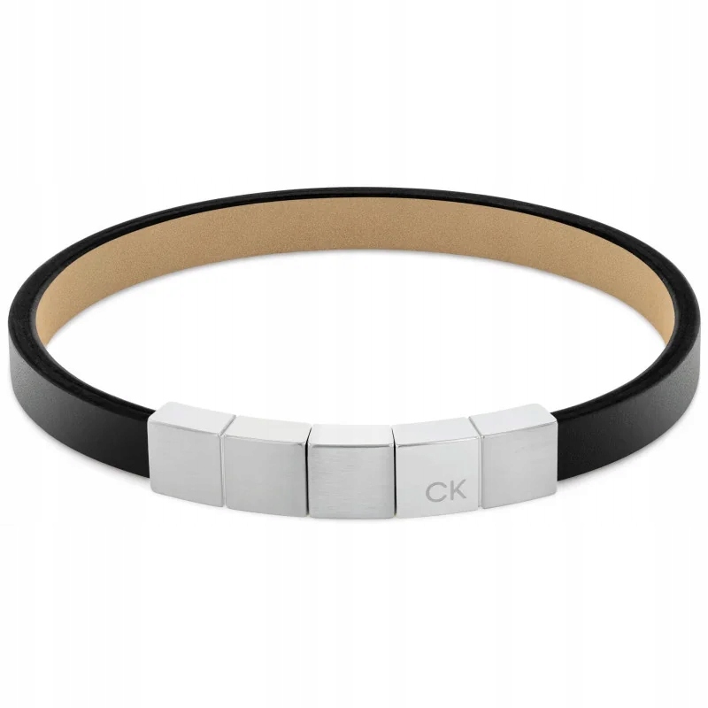 Pánský náramek Calvin Klein Hnědá přírodní kůže Ocel Logo, velikost 20 cm