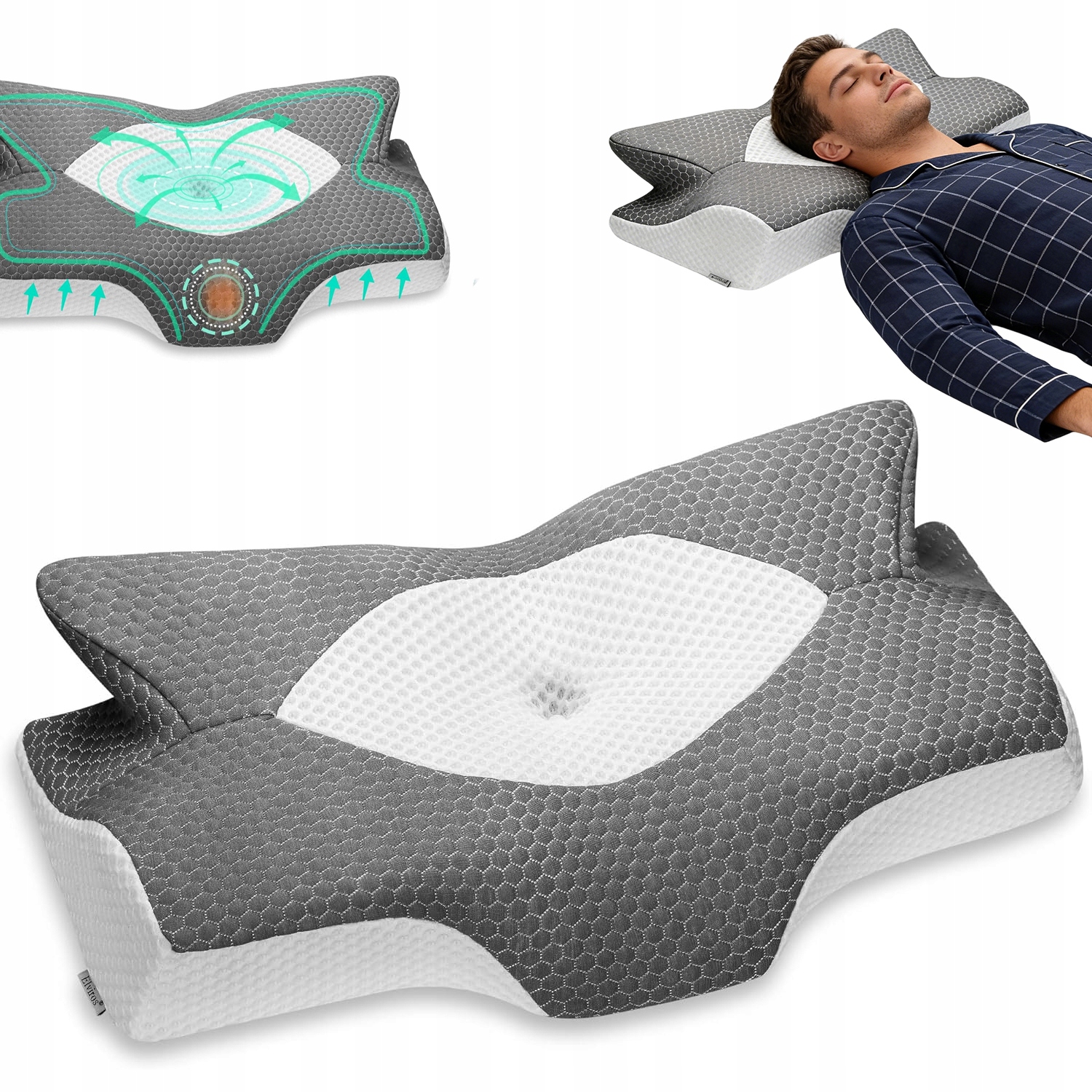 Ergonomiczna Poduszka Z Pianki Memory Do Spania Na Boku Plecach Oddychająca