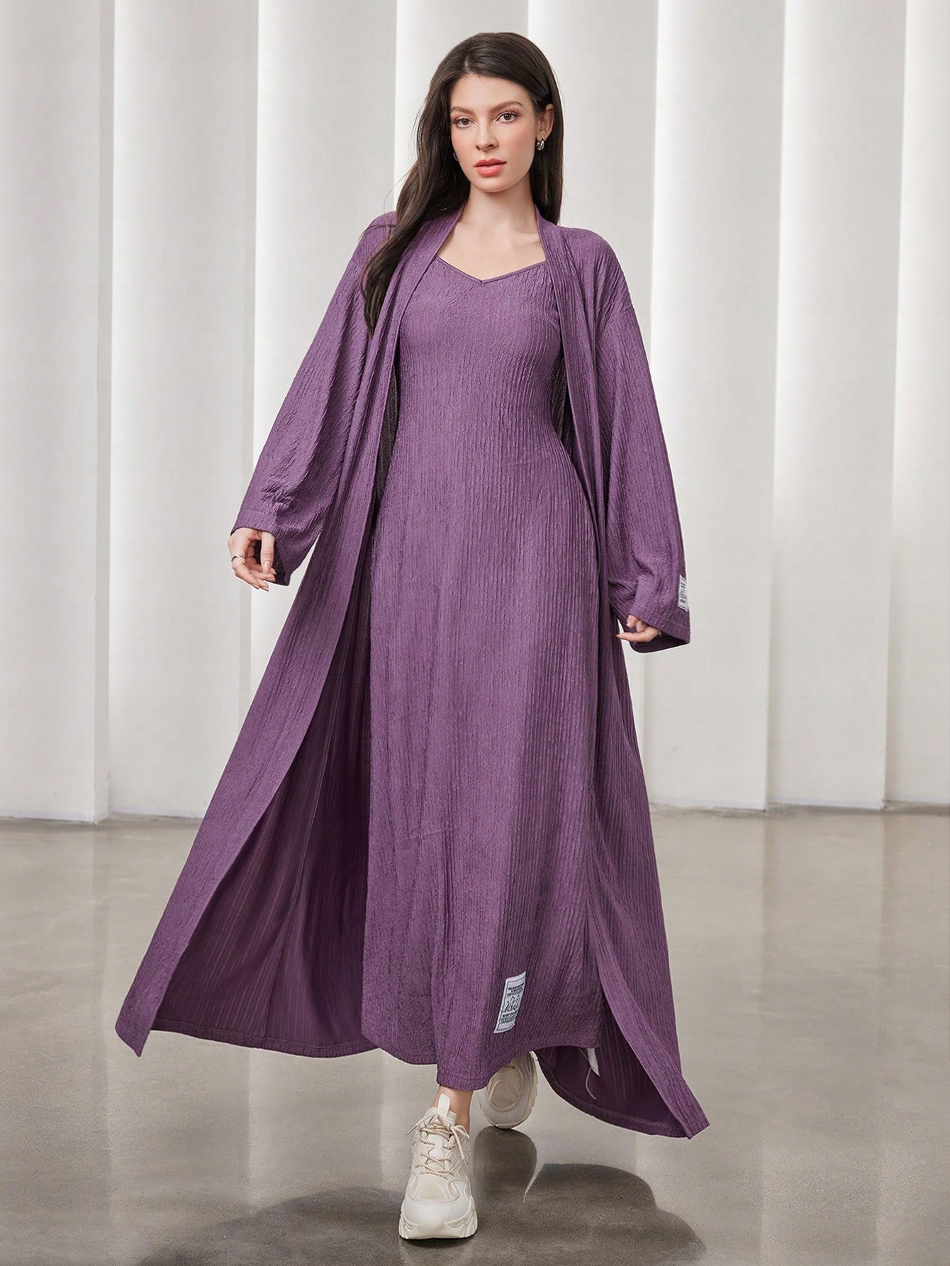 Šaty V Arabském Stylu Dvoudílná Tunika Fialová Shein S 36