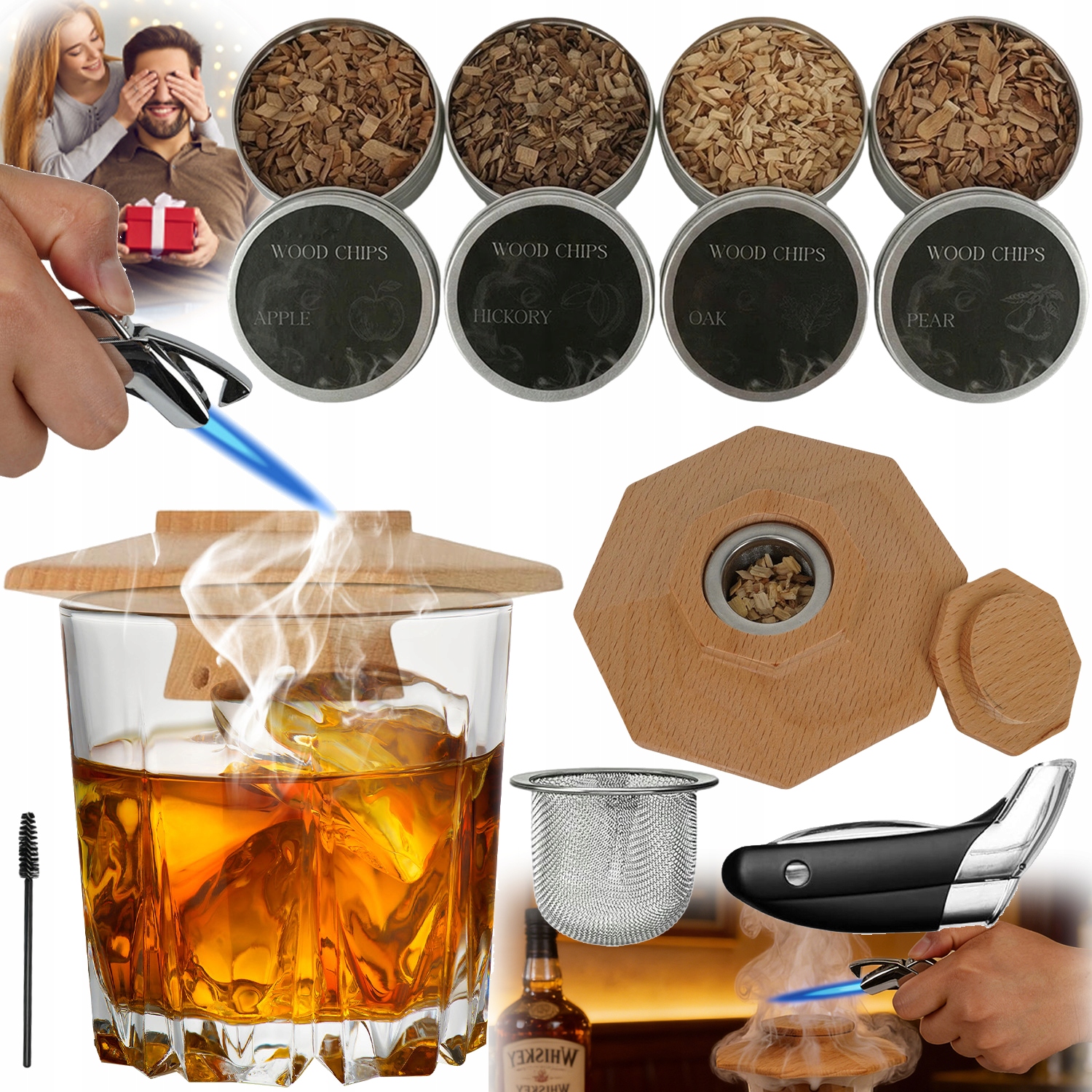 Sada Na Uzení Whisky Smoker Dárek K Narozeninám Pro Muže 4 Příchutě
