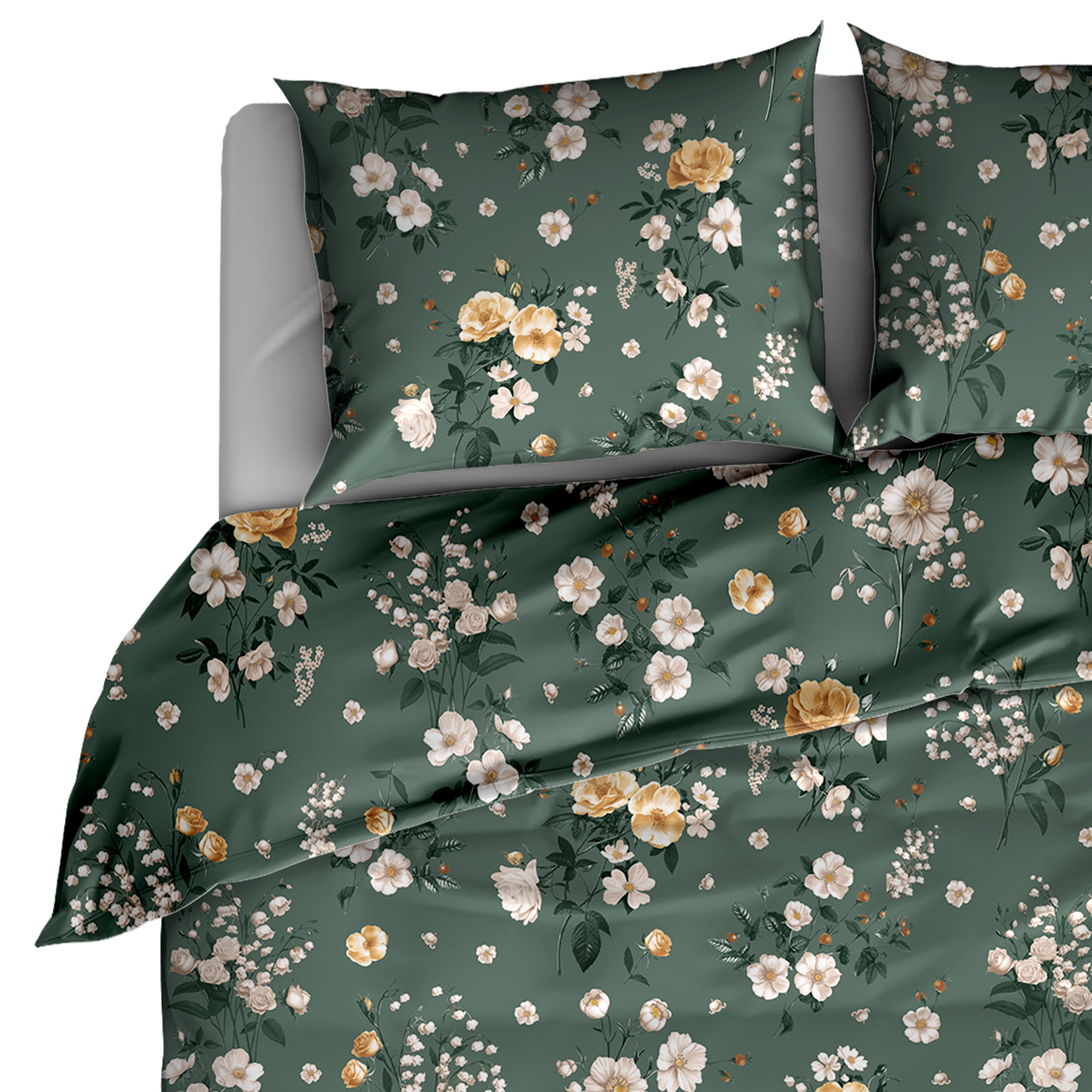 Komplet Pościeli 135x200+1x70/80 z Bawełny 100% Konwalie zielone