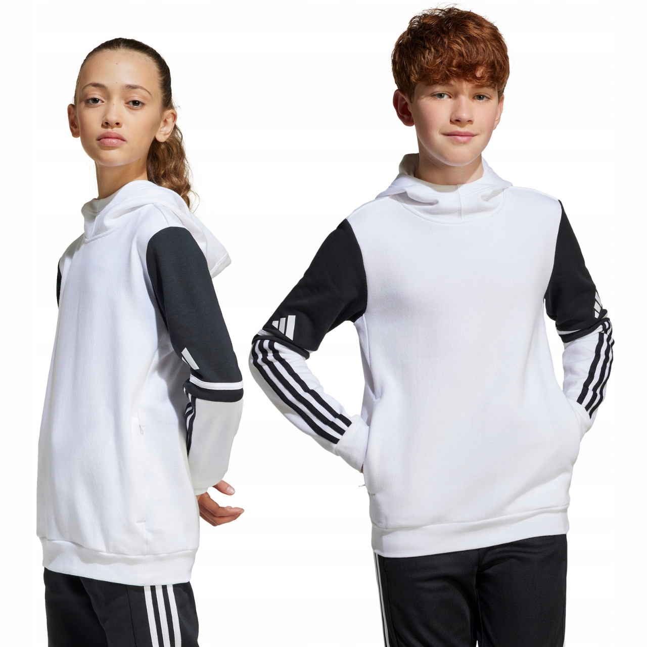 Dětská mikina adidas Squadra 25 Sweat Hoody bílá JD4807 116 cm