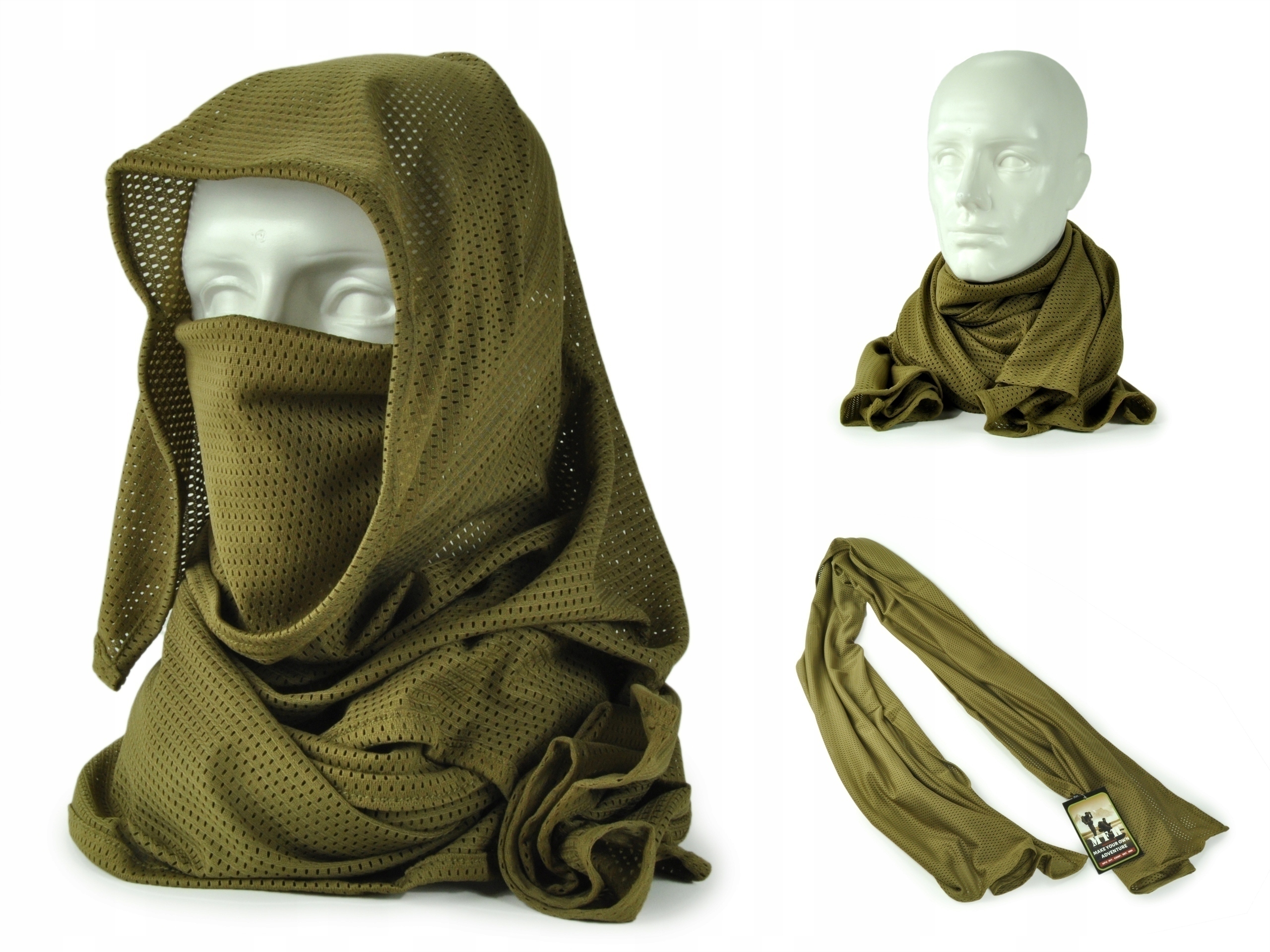 Szal snajperski 190 x 70 cm, mesh,coyote maskujący
