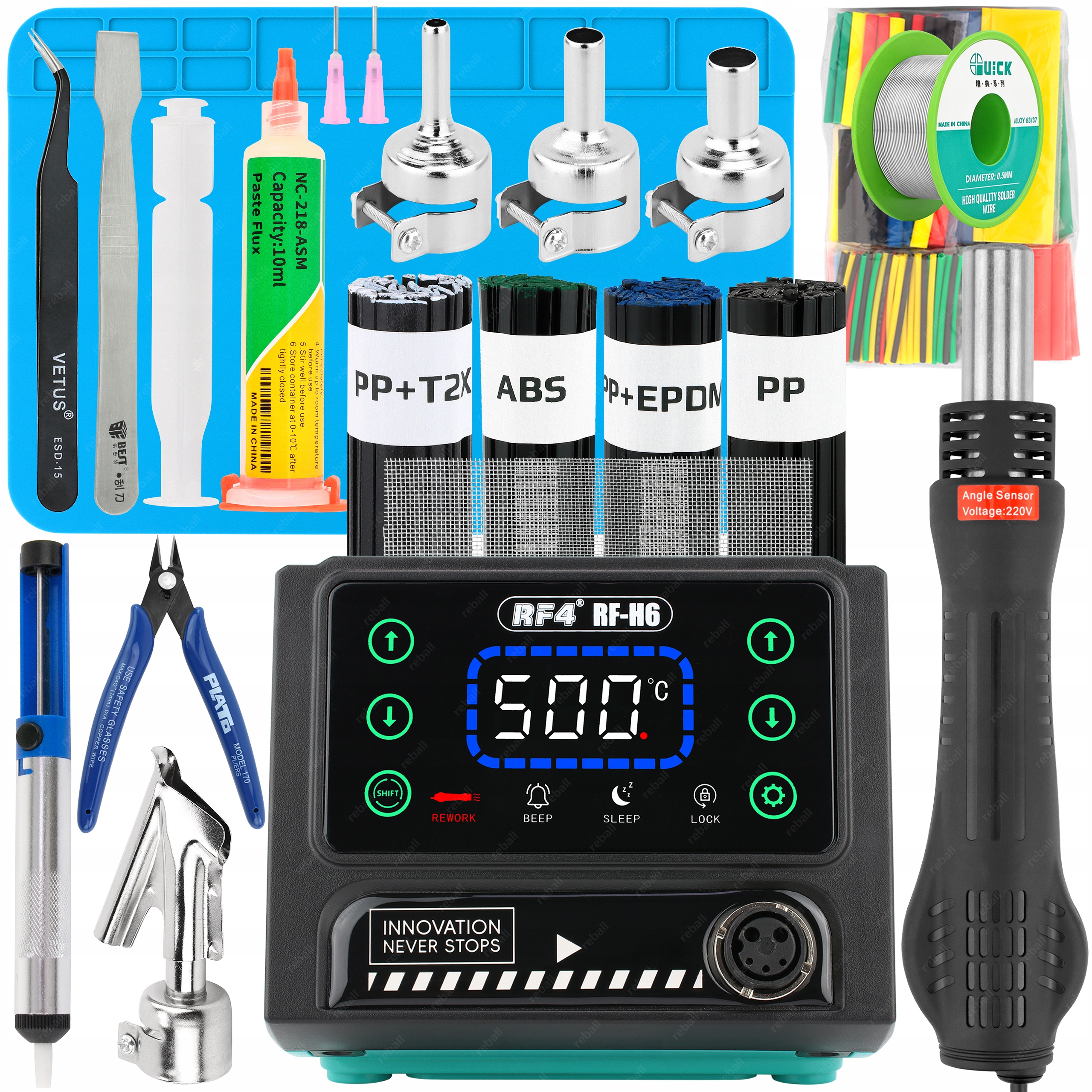 Pájecí Stanice Hot Air Pro Svařovač Plastů RF4 RF-H6 600W 500°C XXLv3