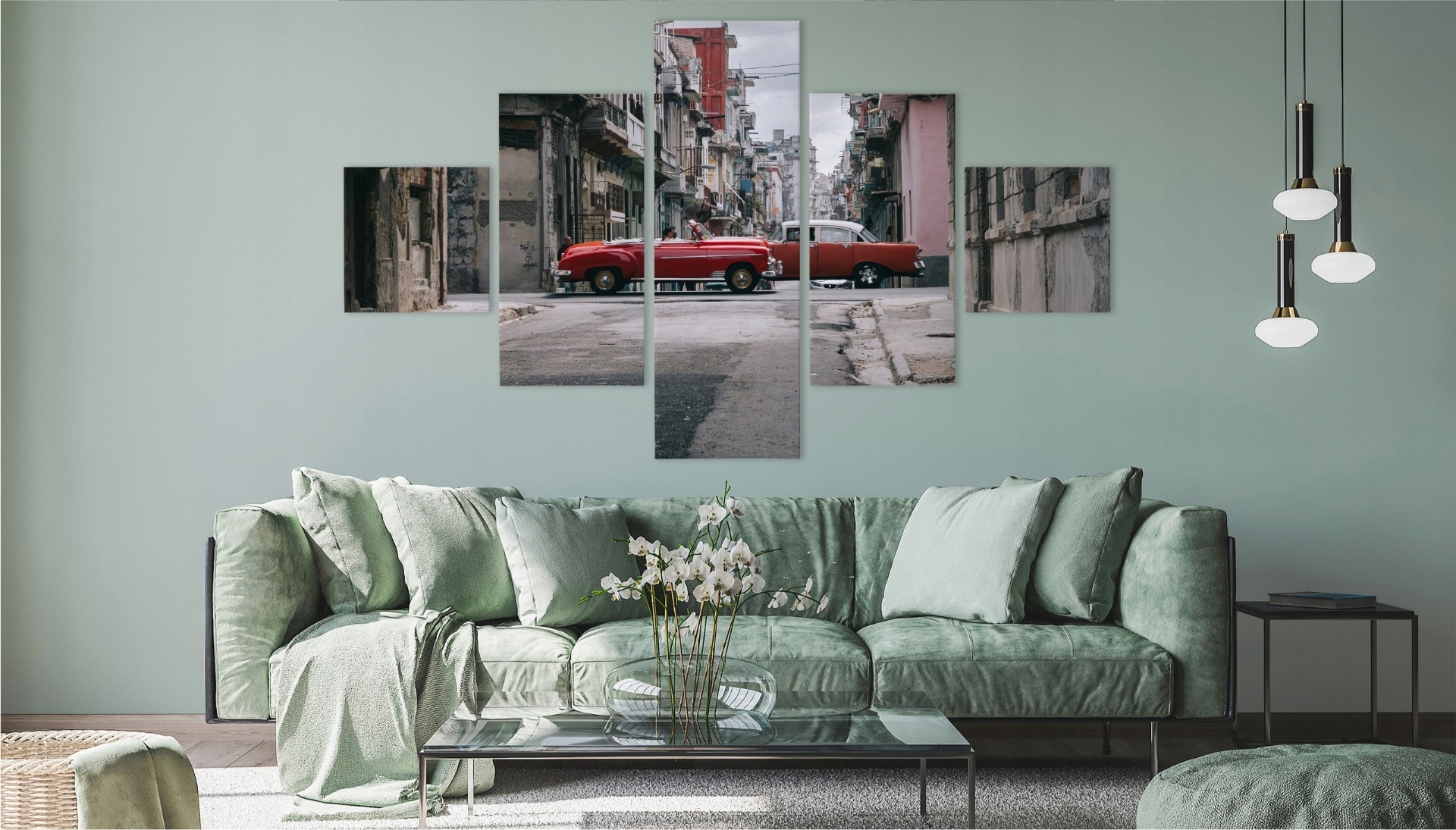 Vícedílný obraz Auta v retro stylu na Kubě Canvas 150x90