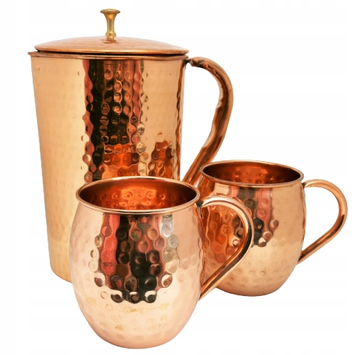 Sada měděný džbán 2 l 2 kované kladívkové kelímky M9
