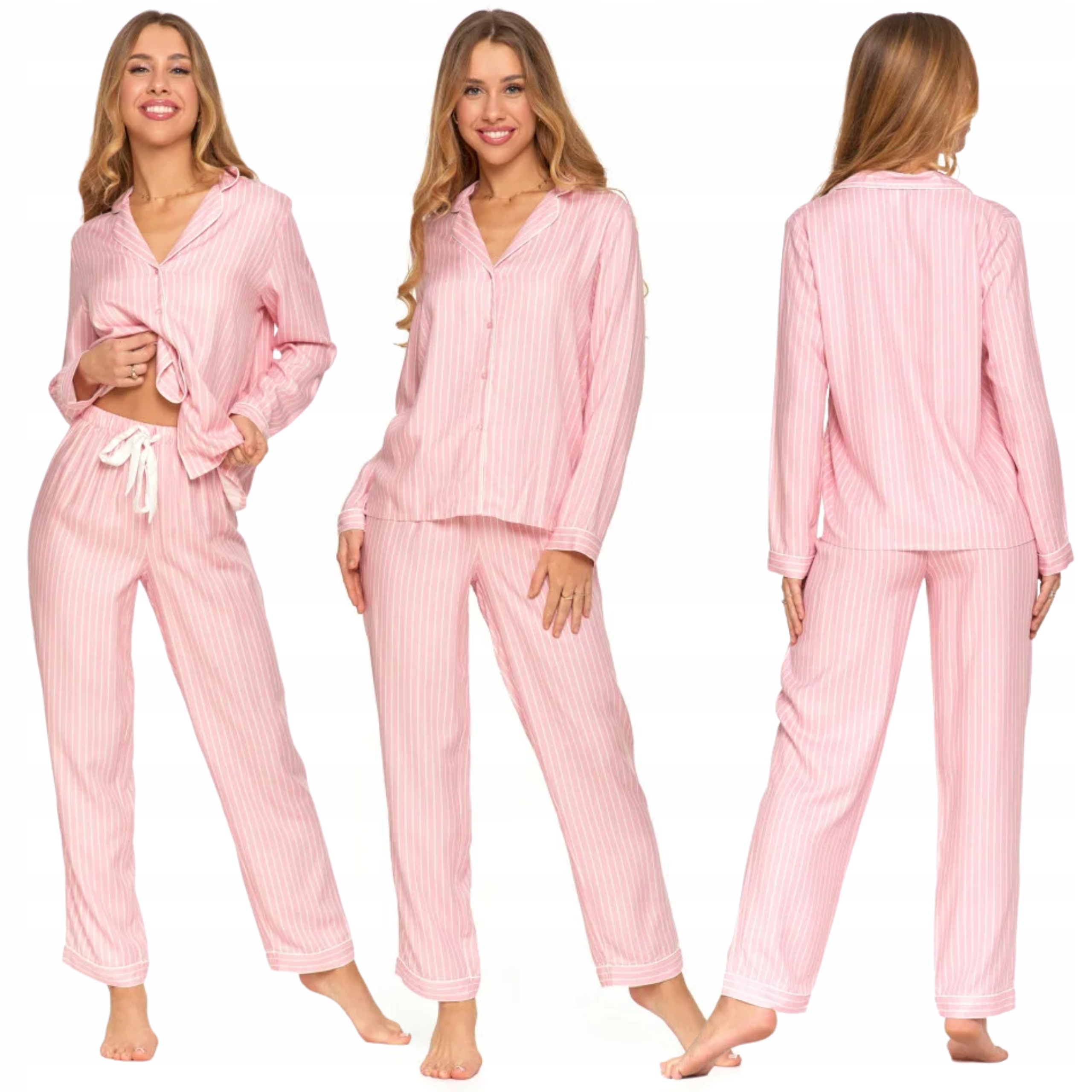 Dámské dvoudílné dlouhé rozepínací pyžamo Viskóza s límcem Moraj M