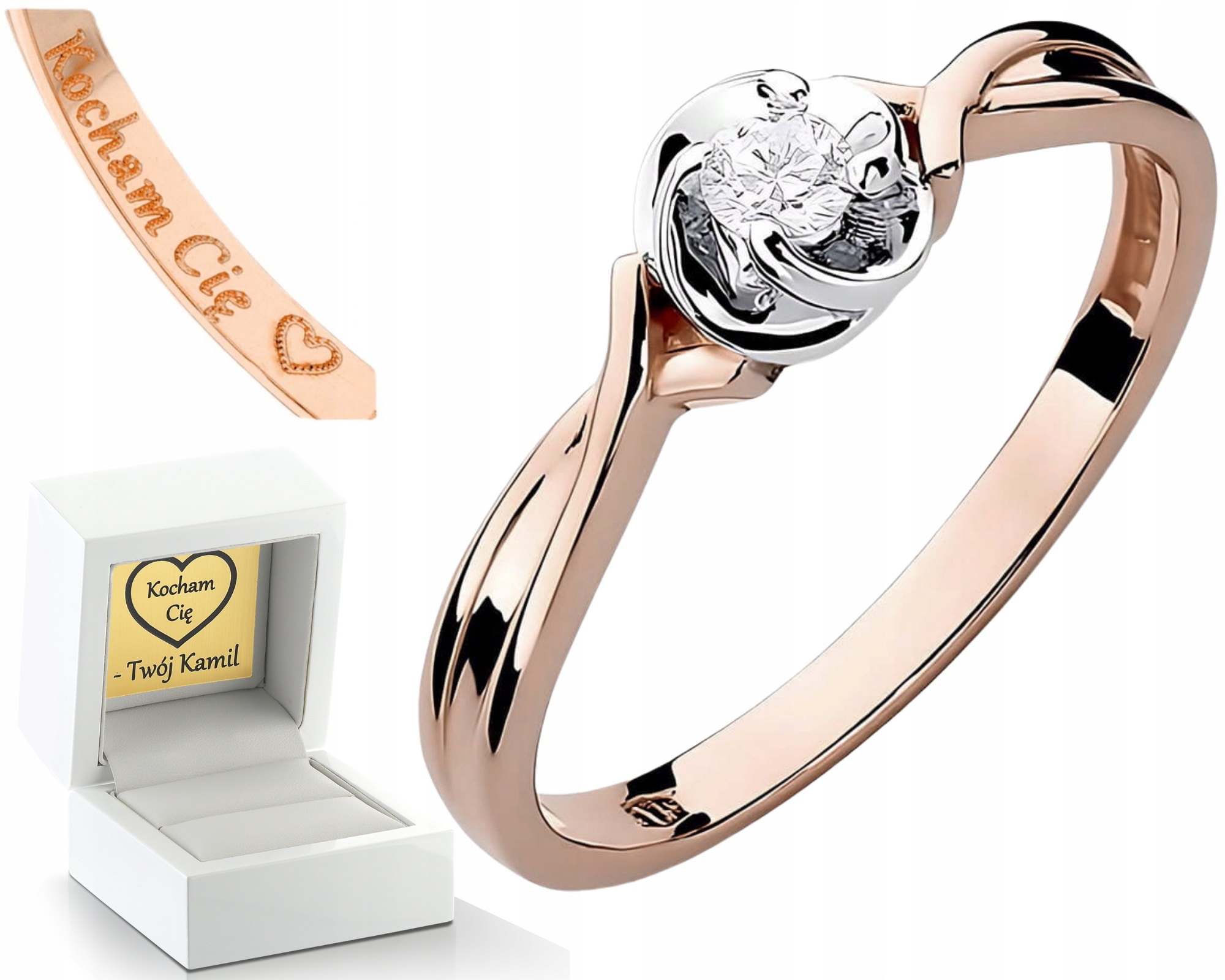 Růžové Zlato| Prstýnek Laboratorní Briliant Zásnubní 585