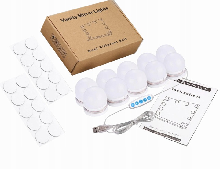 LAMPKI ŚWIATEŁKA LED NA LUSTRO DO TOALETKI MAKIJAŻ Długość/wysokość 300 cm