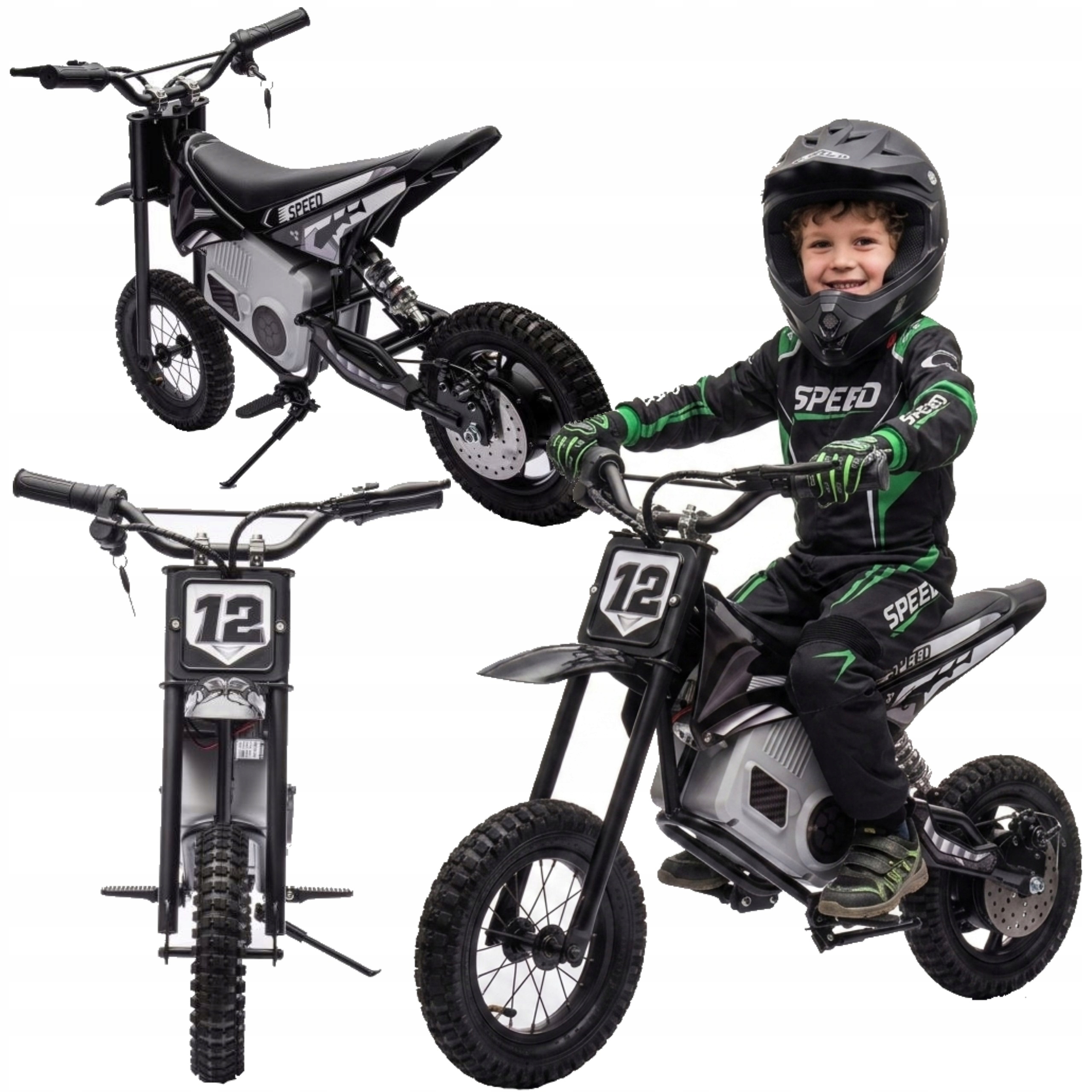 Motor Cross Elektryczny Dla Dzieci Akumulator 36 V Amortyzatory Czarny