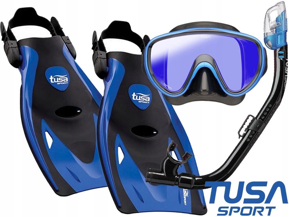 Tusa Zestaw Do Nurkowania Serene Mirror maska fajka płetwy UF21 Blue 36-42