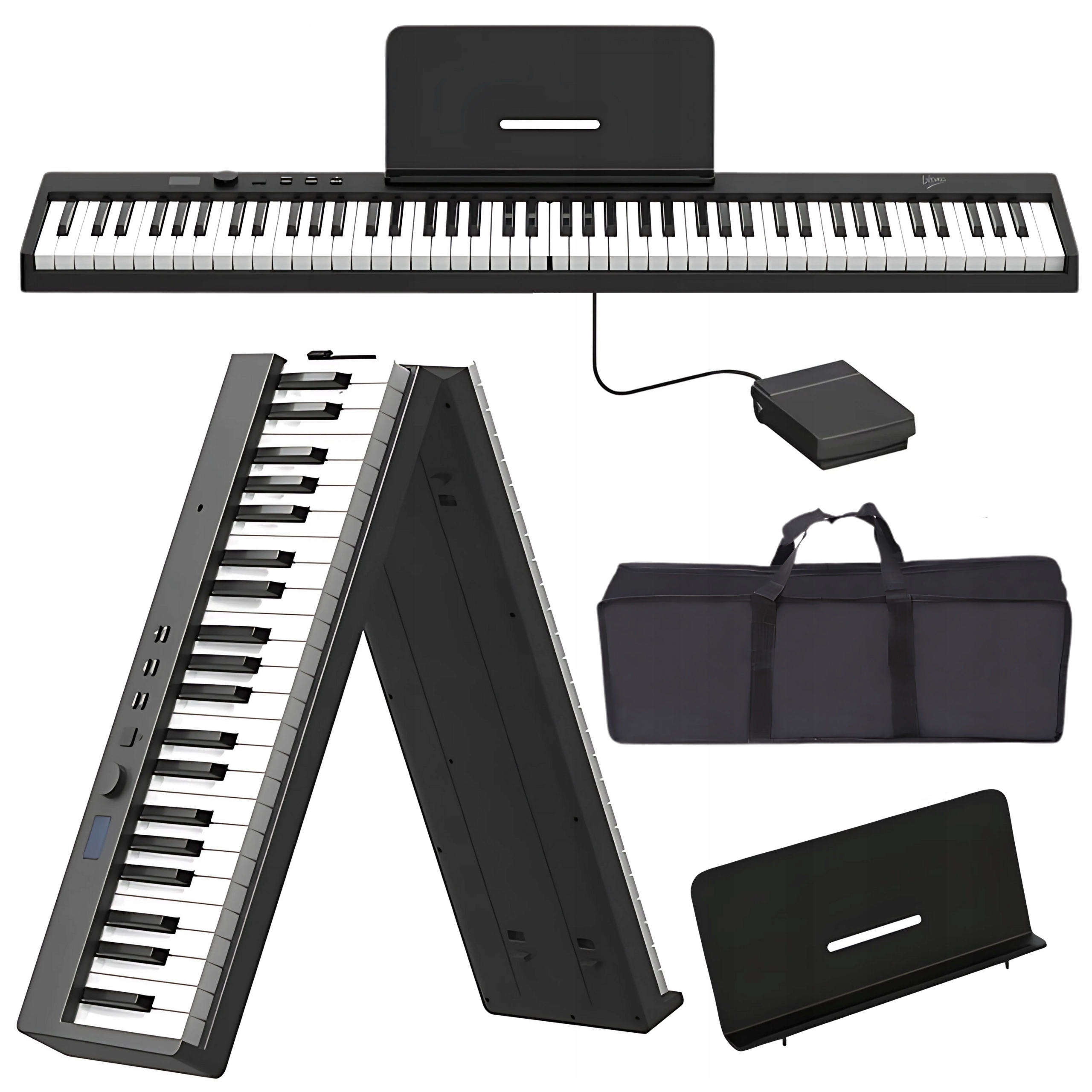 Digitální přenosné skládací piano 88 kláves stolní pouzdro Usb-c
