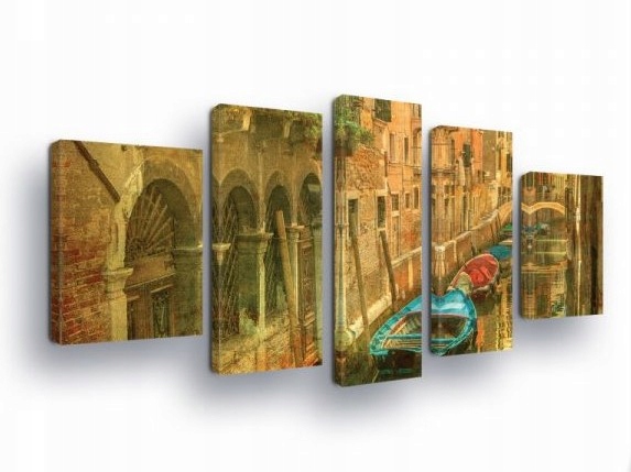 Obraz 170x100 Benátky kanál gondola domy odraz Taliansko krajina mesto