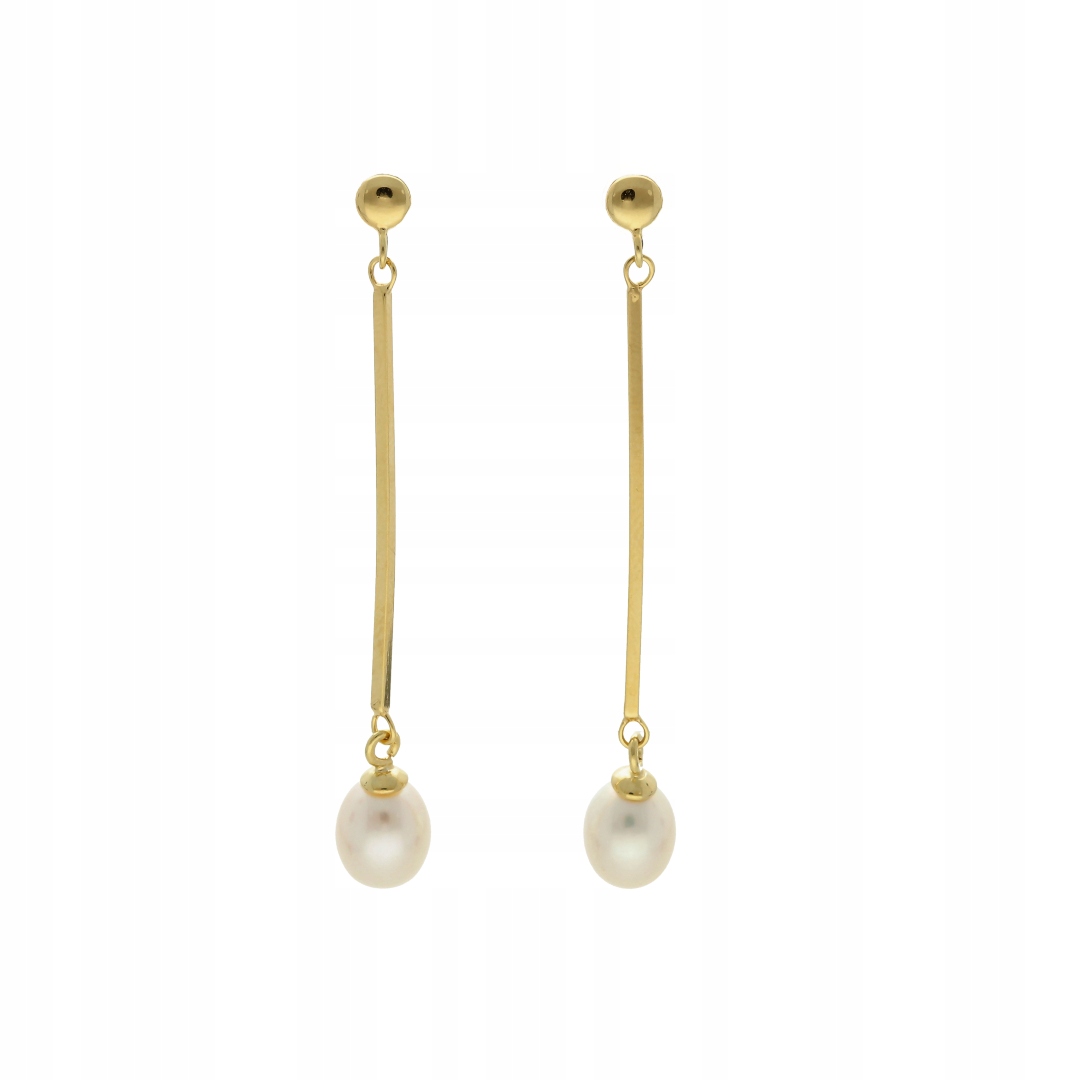 Náušnice dlouhé s paličkou a bílou perlou stříbro