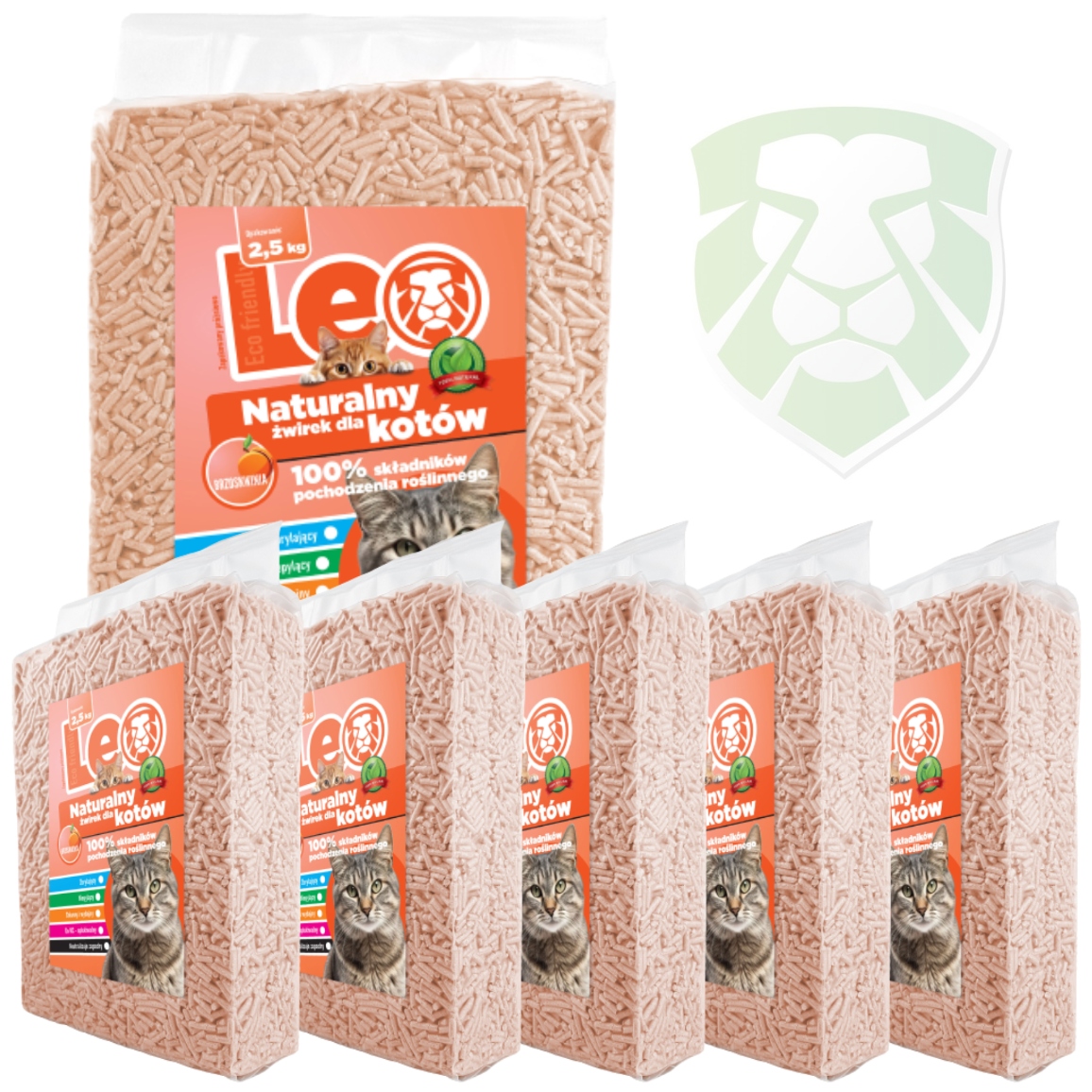 Stelivo pro kočky Leo Broskvové 15 kg, splachovací hrudkující tofu
