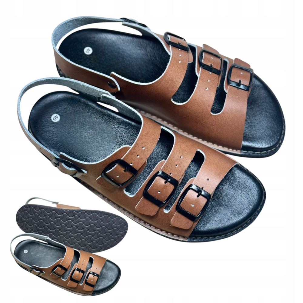 Sandály Nazouváky na léto Profilované Hnědé Přírodní Kůže Fusbet vel. 39