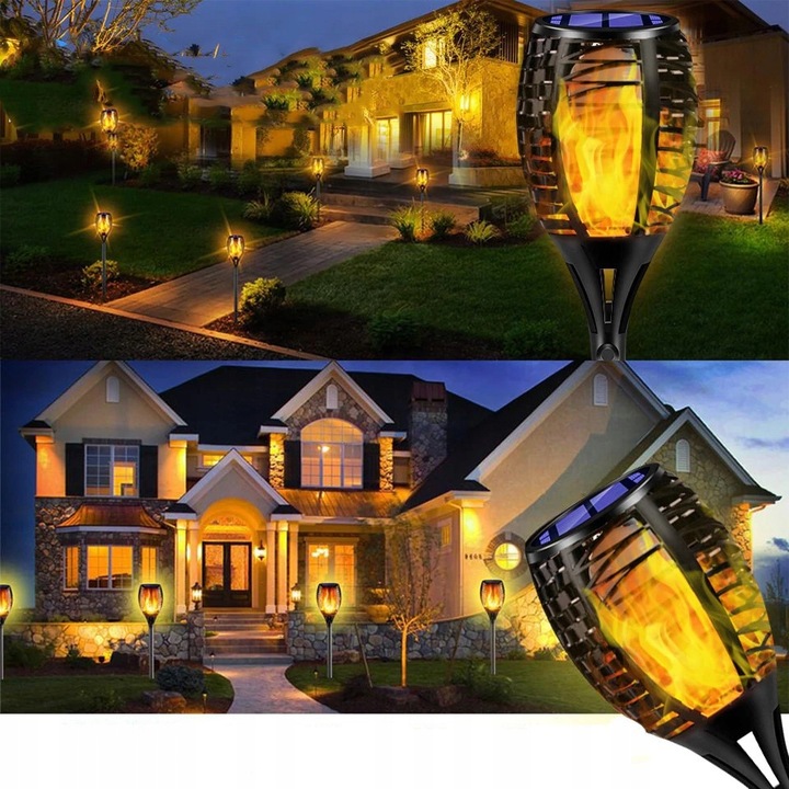 LAMPA SOLARNA POCHODNIA LAMPKI SOLARNE DO OGRODU OGRODOWE LED 4 SZTUKI Marka inna