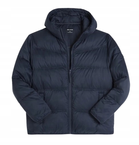 Péřová bunda Abercrombie Hollister XL puffer prošívaná tmavě modrá