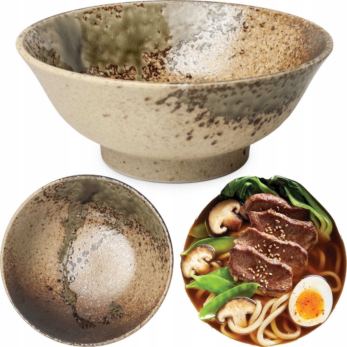Levně Keramická miska Světle hnědá Miska na polévku Ramen Purobu 22cm Edo Japan